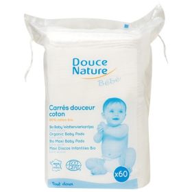 Maxi Carrés de Coton Bio pour bébé - 60 Carrés - Douce Nature