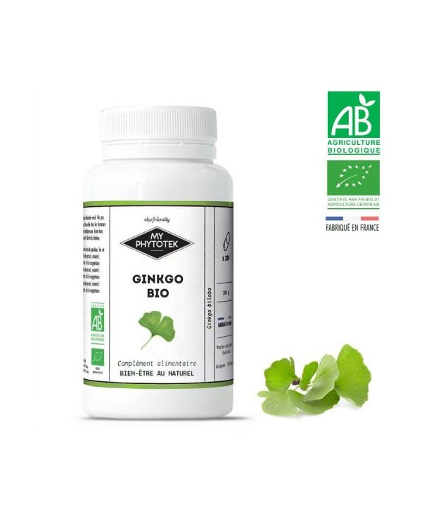 200 Gélules Ginkgo Biloba BIO - 180mg - MyPhytotek