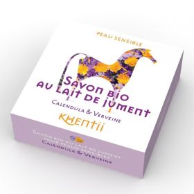 Savon Lait de Jument FRAIS BIO (40%) - Calendula & Verveine - 100g - Khentii