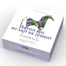 Savon Lait de Jument FRAIS BIO (40%) - Lavande & Sauge - 100g - Khentii