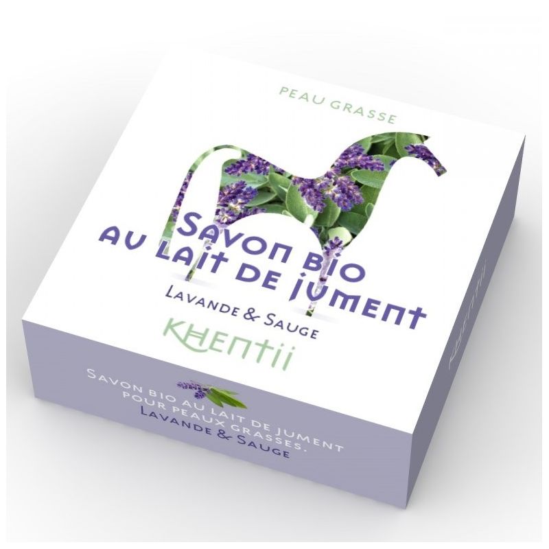 Savon Lait de Jument FRAIS BIO (40%) - Lavande & Sauge - 100g - Khentii