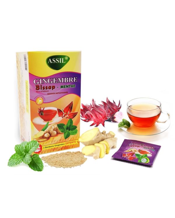 Tisane Gingembre Bissap (Fleurs d'Hibiscus) et Menthe - 100% Naturelle - ASSIL