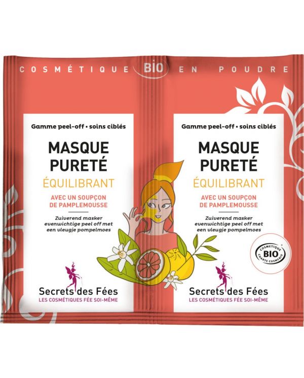 Masque Pureté Équilibrant Bio (PEEL-OFF) - Sachet 2 doses de 8 g - Secrets des Fées