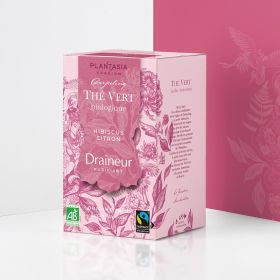 Thé vert Bio Draineur - Hibiscus et Citron Bio - 18 sachets - Plantasia