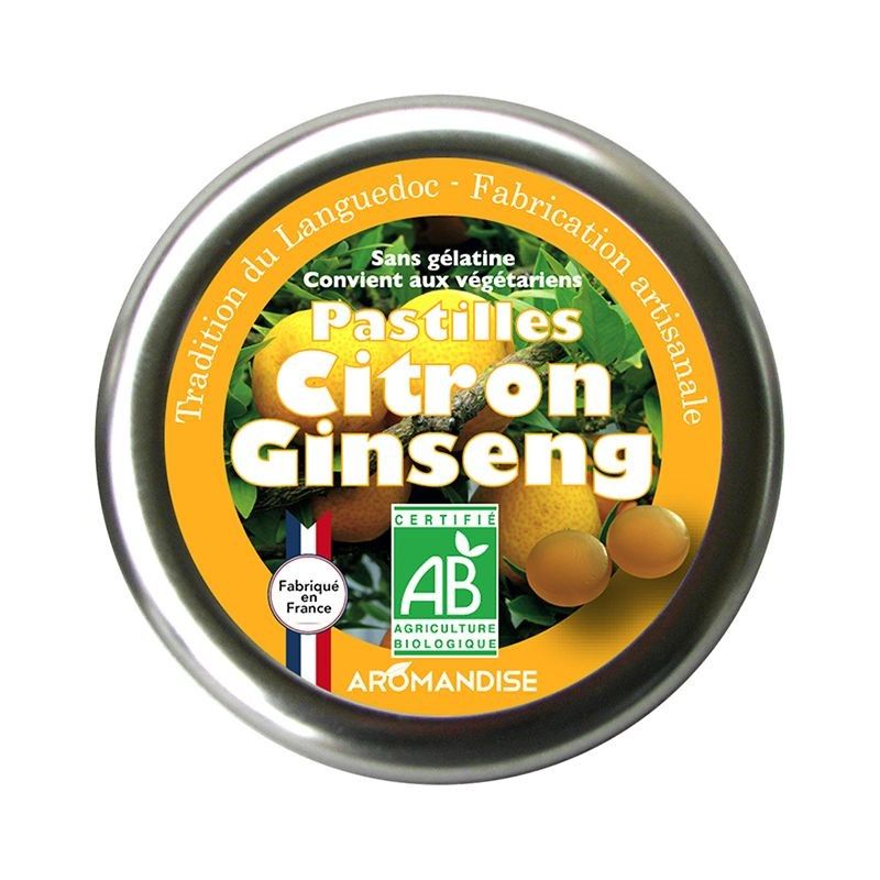 Pastilles Bio au Citron et Ginseng (Vegan) - 45 g - Aromandise Aromandise - 1