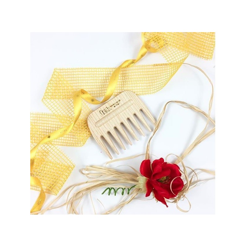 Peigne "Afro" à dents larges en bois de frêne - 100% Naturel - Tek