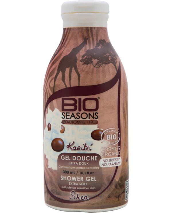 Gel douche avec du Karité Bio extra doux Bio Seasons