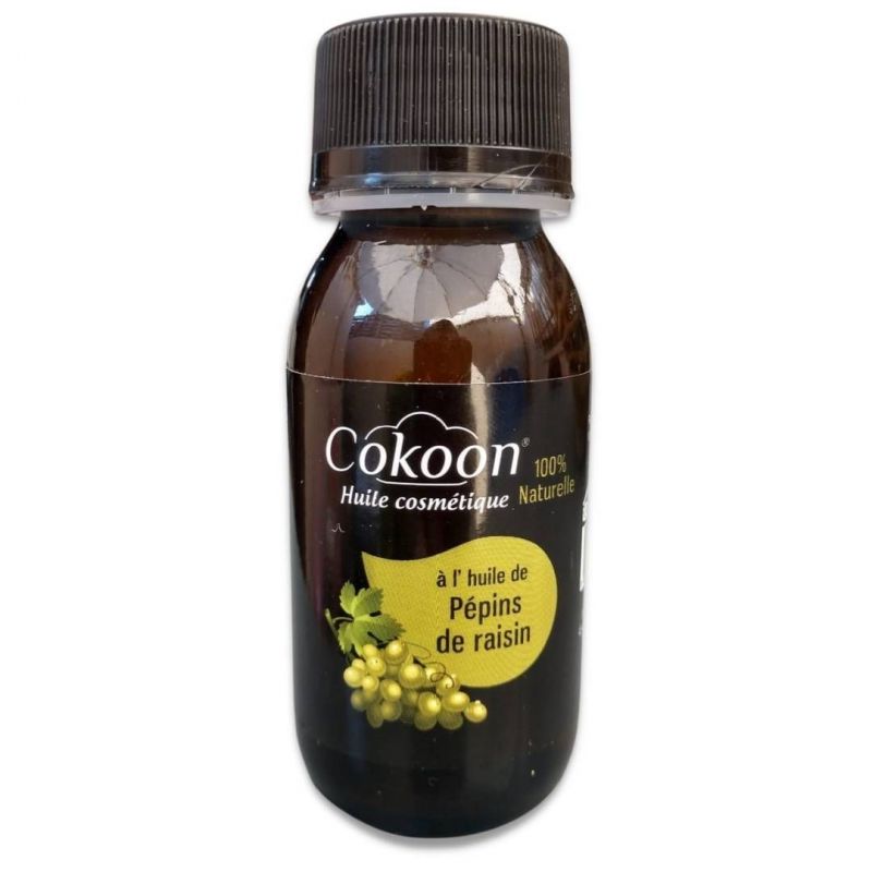 Huile végétale de Pépins de Raisin pour cheveux et peau - 60 ml - Cokoon