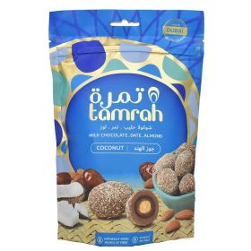 Tamrah Coconut - Dattes aux amandes enrobées de Chocolat au lait et de Noix de Coco