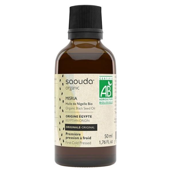 Huile de Nigelle Bio d'Égypte (Habba Saouda - Cumin noir) 50 ml - Saouda Bio