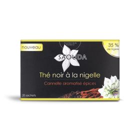 Thé Noir à la Nigelle (35%) - Cannelle aromatisé épices - 20 sachets - Saouda