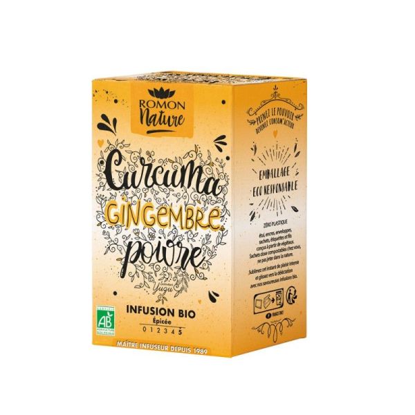 Infusion Plaisir Curcuma Gingembre Poivre Bio - 16 sachets - Romon Nature