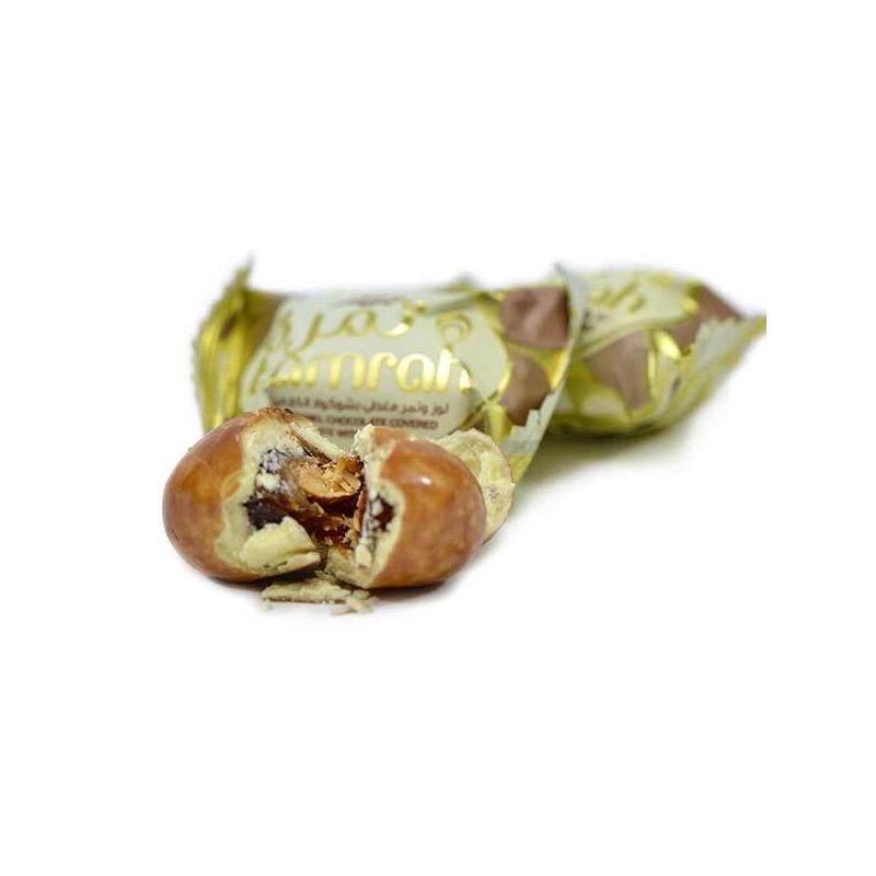 Tamrah Caramel - Dattes aux amandes enrobées de Chocolat blanc et Caramel