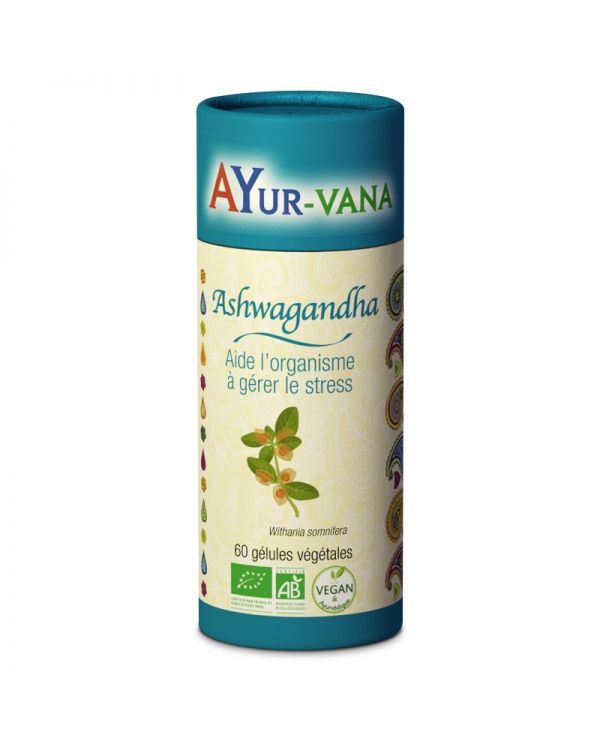 Ashwagandha Bio - Stimulant, anti-stress, revitalisant - 60 gélules - Ayur-vana