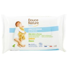 Lingettes Bébé en Coton Bio - Peaux Sensibles - Aloe Vera du Mexique - Douce Nature