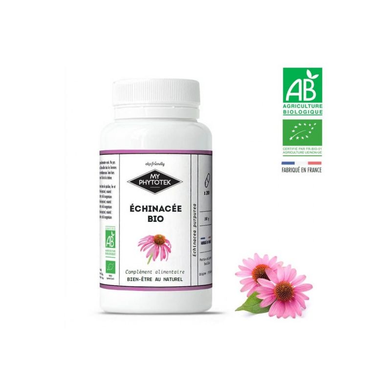 Gélules d'Échinacée Bio - 200 gélules de 1260mg - MyPhytotek