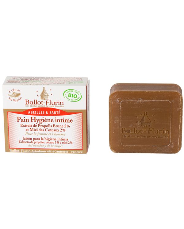 Pain de savon Bio Hygiène intime Propolis Brune & Miel des Coteaux - 100g - Ballot-Flurin