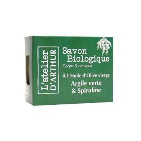 Savon à l'huile d'Olive Bio - Argile Verte et Spiruline - 100g - L'Atelier d'Arthur