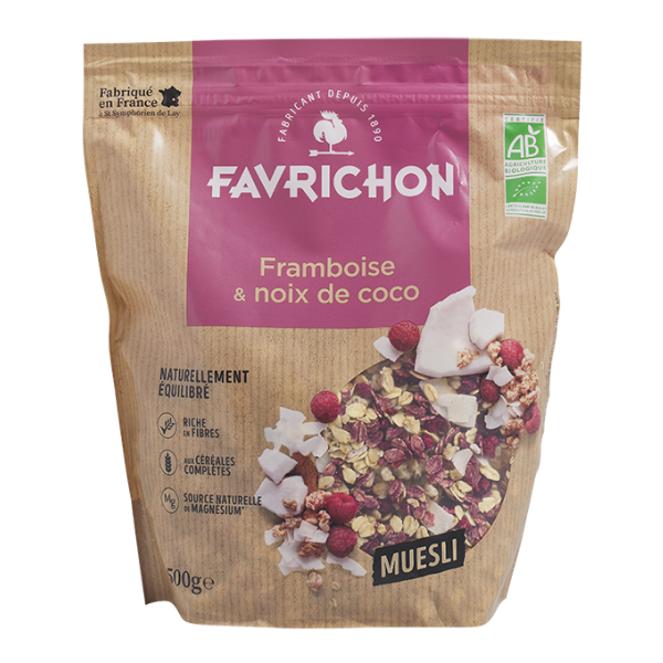 Muesli Framboise & Noix de Coco Bio - 500g  - Favrichon