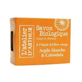 Savon à l'huile d'Olive Bio - Argile Blanche et Calendula - 100g - L'Atelier d'Arthur