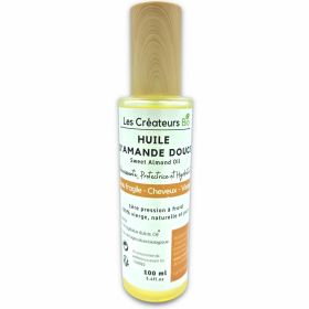 Huile d'Amande douce (Almond Oil) - 100ml - Pure et 100% Naturelle - Les Créateurs Bio