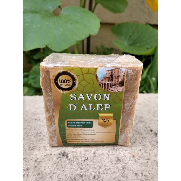 Savon d'Alep avec 5% de Laurier pour Visage et Corps - 100% Naturel - 200g