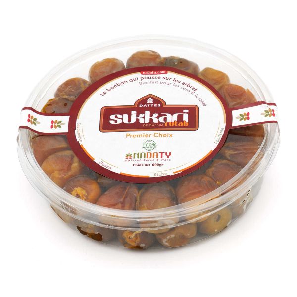 Dattes Sukkari Rutub (Moelleuses) de Qassim (Arabie Saoudite) 600g - Nadaty