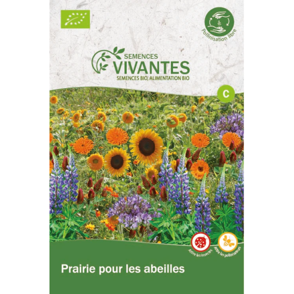 Prairie pour les abeilles Bio - Sachet de fleurs à semer - Semences Vivantes