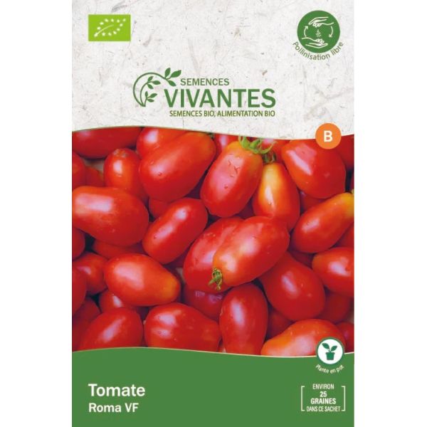 Graines de Tomate Roma VF Bio - Sachet de 25 graines à planter - Semences Vivantes