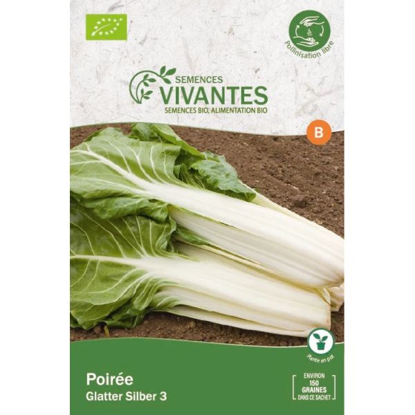 Graines de Poirée Bio (Glatter Silber 3) - Sachet de 150 graines à planter - Semences Vivantes