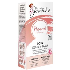 Henné Neutre Bio en en poudre - Gaine et fortifie les cheveux - 100 g - Les Couleurs de Jeanne