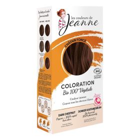 Henné Châtain foncé Bio en poudre - Pour cheveux châtains - 100 g - Les Couleurs de Jeanne