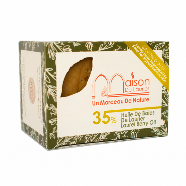 Savon d'Alep Véritable avec 35% de Laurier Visage et Corps - 100% Naturel - 200g -  Maison du Laurier