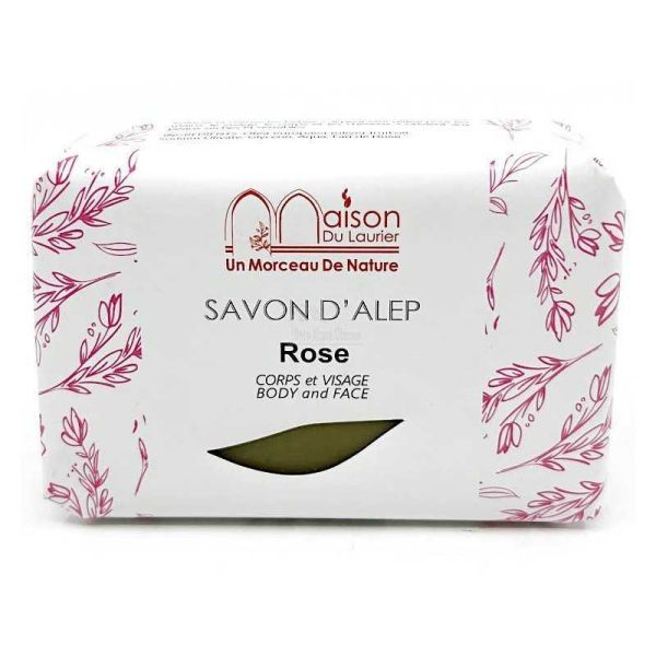 Savon d'Alep 8% Laurier à la Rose de Damas - 100g - Maison du Laurier