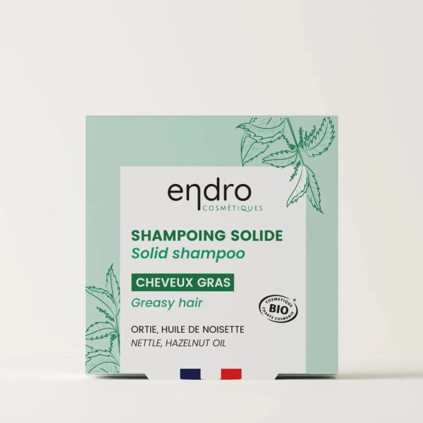 Shampoing Solide Bio pour Cheveux gras - Argile Verte, Ortie et Noisette - 85g - Endro