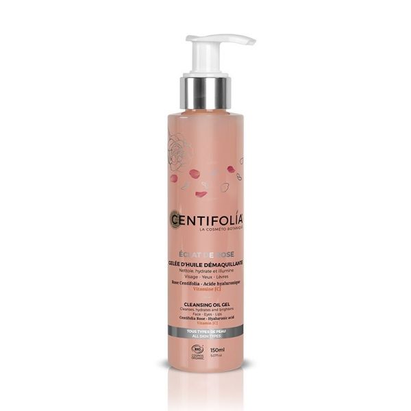 Gelée d'Huile démaquillante Bio Rose, Acide Hyaluronique, Vitamine C - 150 ml - Centifolia