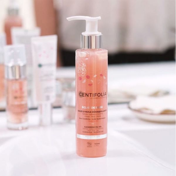 Gelée d'Huile démaquillante Bio Rose, Acide Hyaluronique, Vitamine C - 150 ml - Centifolia