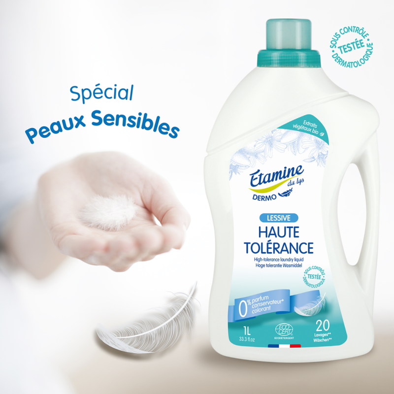 Lessive Liquide Dermo Haute Tolérance - Sans Parfum et Conservateur - 1L - Etamine du Lys