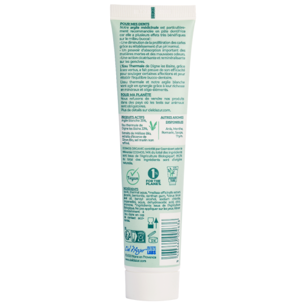 Dentifrice Argile, Eau Thermale et Citron Bio - 75 ml - Argile & Eau Thermale