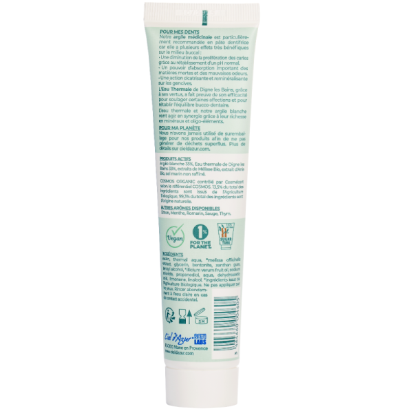 Dentifrice Argile Blanche, Eau Thermale & Anis Etoilé Bio - 75 ml - Argile & Eau Thermale