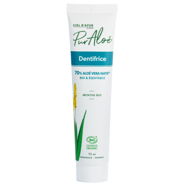 Dentifrice Bio 70% Aloé Vera & Menthe Bio - 75ml - Pur'Aloé