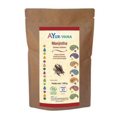 Manjistha en poudre certifié Bio – 100 g – Ayur‑Vana