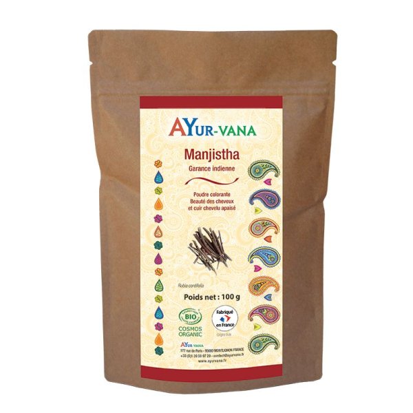 Manjistha en poudre certifié Bio – 100 g – Ayur‑Vana