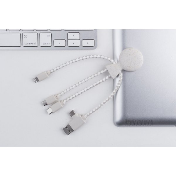 Mr Bio Short Blanc Blé (Wheat) - Câble multi-connecteurs - éco-friendly - Xoopar