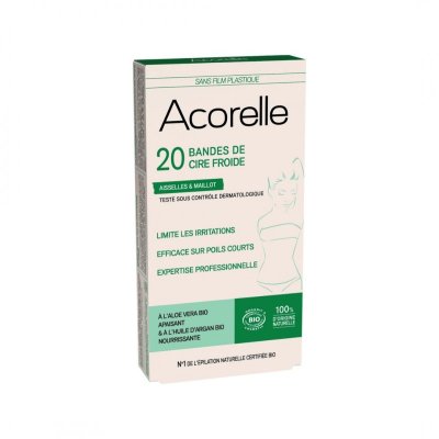 Bandes de Cire Froide BIO Certifiées Aisselles & Maillot - 20 unités – Acorelle