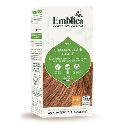 Henné 5.1 Châtain Clair Glacé Bio - (Coloration Végétale) - 100g - Emblica