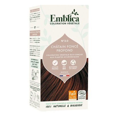 Henné 3.0 Châtain Foncé Profond Bio - (Coloration Végétale) - 100g - Emblica