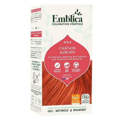 Henné 4.4 Châtain Auburn Bio - (Coloration Végétale) - 100g - Emblica