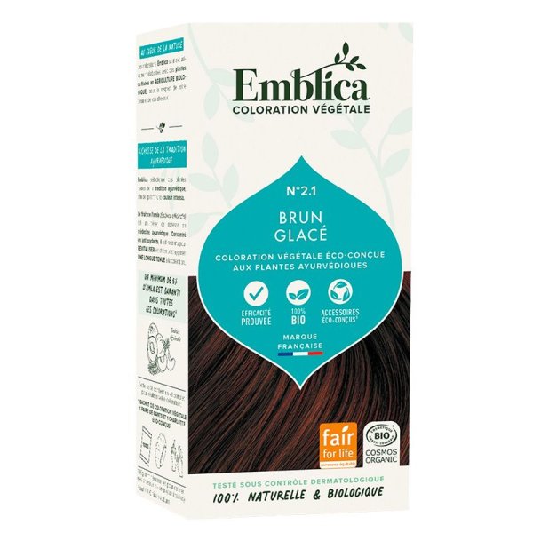 Henné 2.1 Brun Glacé Bio - (Coloration Végétale) - 100g - Emblica