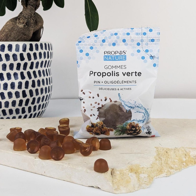 Gummies (Gommes) Propolis Verte Bio Oligoéléments/Pin - Sans Sucres - 45 g - Propos'Nature